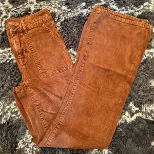 Brown American Eagle High-Rise Corduroy Flare Jeans